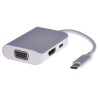 PremiumCord Převodník USB-C na HDMI + VGA + PD charge, Aluminium pouzdro