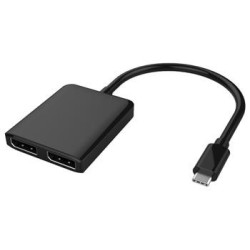 PremiumCord MST Adaptér USB-C - 2x DisplayPort, rozšíření+zrcadlení+2 obrazy, 4K*2K@30Hz