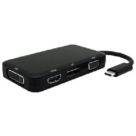 PremiumCord Převodník USB-C na HDMI + DVI + VGA + DisplayPort