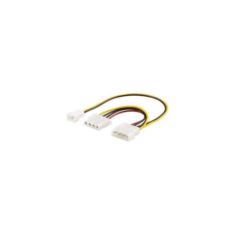 PremiumCord Kabel napájecí 5,25" M - 5,25" F + 2pin M (12V) pro ventilátor, 25cm