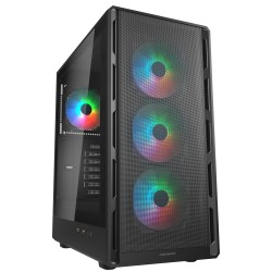 COUGAR PC skříň AIRFACE PURE RGB Black Mid Tower Mesh Front Panel 3 x 120mm ARGB Fan, Rear Panel 1x 120mm ARGB Fan