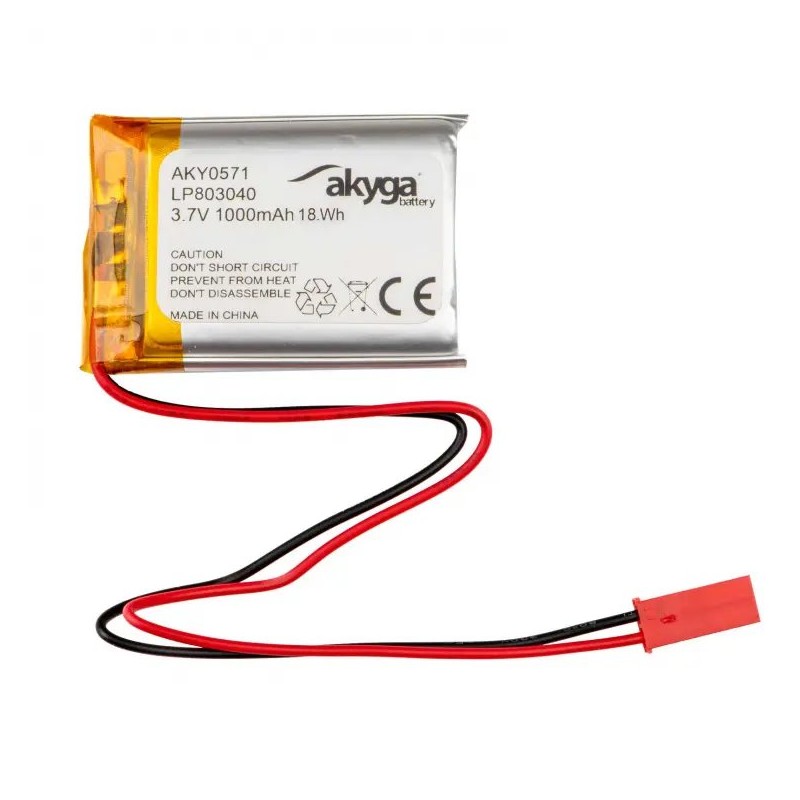 Akyga Li-Pol baterie LP803040 3.7V/1000mAh PCM JST 2.54 2 Pin