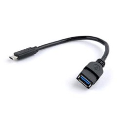 Gembird adaptér OTG USB-C (M) na USB A 3.0/2.0 (F), 0.2m kábel, čierny