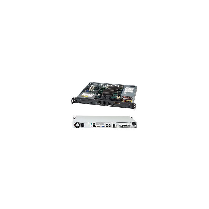 SUPERMICRO mini1U chassis, 2x 3,5" fixed HDD (nebo s MCP-220-00044-0N 2x2,5"), mechanika volitelná (slim), 350W (80PLUS