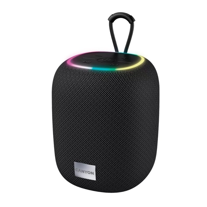 CANYON reproduktor BSP-8, RGB, BT V5.2, BLUETRUM AB5362B, 1x10W, USB-C, USB-A, microSD, AUX, černá