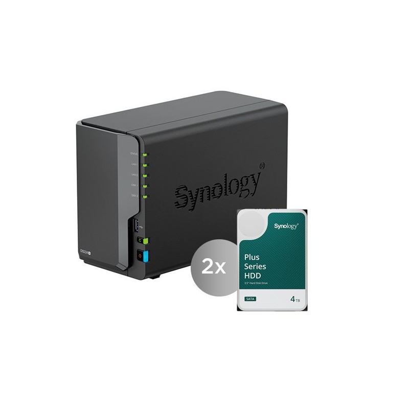 Synology DiskStation DS225+, 2-bay NAS, včetně 2ks HDD 4TB (HAT3300-4T), CPU J4125, RAM 2GB, LAN 1x 2.5Gb + 1x 1Gb