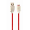 Gembird kábel nabíjací Lightning 8-pin (M) na USB 2.0 (M), prémiový, gumovo - opletený, 2 m, červený