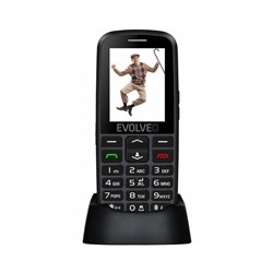 EVOLVEO EasyPhone EG, mobilní telefon pro seniory s nabíjecím stojánkem, černá