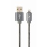 Gembird kábel nabíjací Lightning 8-pin (M) na USB 2.0 (M), prémiový, metalicky opletený, 1 m, šedý