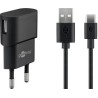 PremiumCord Napájecí a nabíjecí adaptér 230V na USB 5V/1A + USB-C kabel 1m, černý