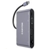 CANYON replikátor portů DS-14 8v1, 1xUSB-C PD 100W, 1xHDMI (4K), VGA, 3xUSB-A 3.0, RJ45 Gb, 3.5mm jack