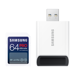 Samsung paměťová karta 64GB PRO ULTIMATE SDXC CL10 U3 V30 (č/z: až 200/130MB/s) + USB adaptér