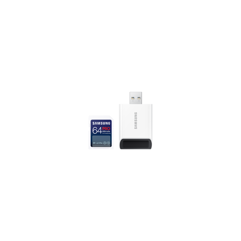 Samsung paměťová karta 64GB PRO ULTIMATE SDXC CL10 U3 V30 (č/z: až 200/130MB/s) + USB adaptér