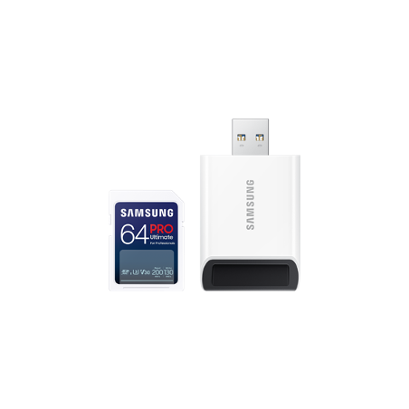 Samsung paměťová karta 64GB PRO ULTIMATE SDXC CL10 U3 V30 (č/z: až 200/130MB/s) + USB adaptér