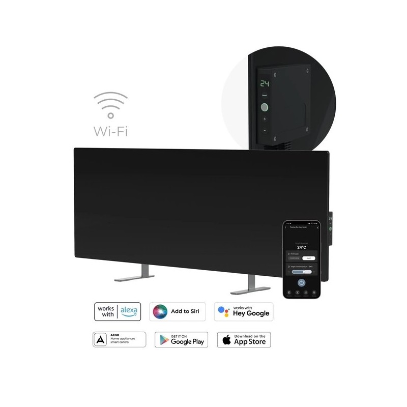 AENO GH4s Chytré Topení, infrared + konvekce, tvrzené sklo,LED displej, 700W, Černá