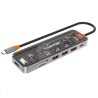 CANYON replikátor portů DS-13 7v1, 1xUSB-C PD 100W, 1xHDMI (4K), 3x USB 3.0, SD/micro čtečka, průhledný