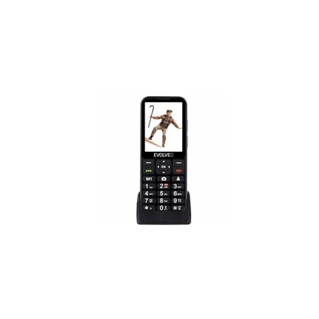 EVOLVEO EasyPhone LT, mobilní telefon pro seniory s nabíjecím stojánkem, černá