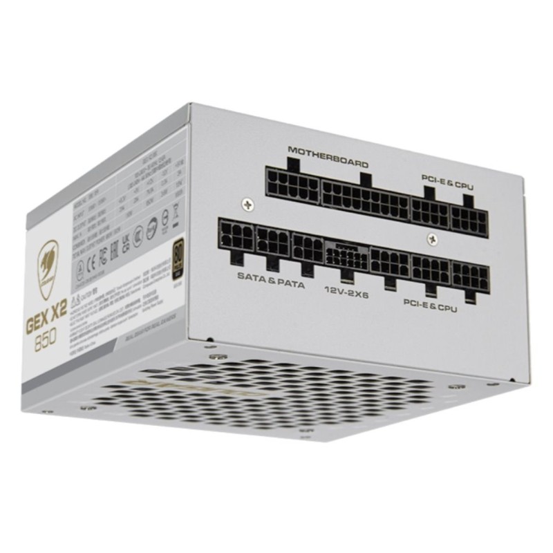 COUGAR PC zdroj GEX X2 850W SNOW 80+ Gold, modulární (PCI-e 5.0 GPU 12+4 Pin)