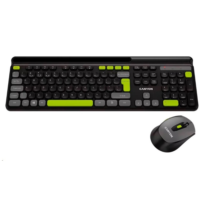 CANYON HSET-W5 bezdrátový SET CS klávesnice + optická myš, 2,4 Ghz, 105 kláves, černý
