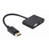 Gembird adaptér DisplayPort (M) na HDMI (F) + VGA (F), kábel 0.1m, čierny