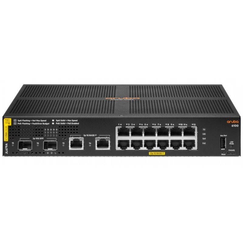 Aruba 6100 12G Class4 PoE 2G/2SFP+ 139W Switch JL679A ABB