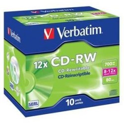Verbatim CD-RW, 43148, SERL Scratch Resistant, 10-pack, 700MB, 12x, 80min., 12cm, bez možnosti potisku, jewel box, pro