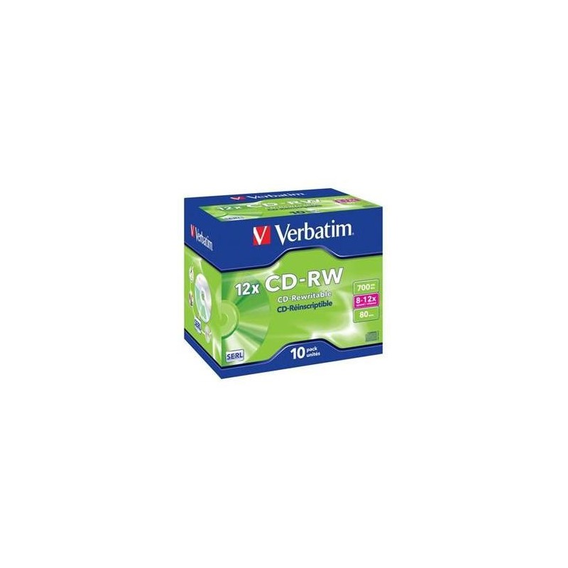 Verbatim CD-RW, 43148, SERL Scratch Resistant, 10-pack, 700MB, 12x, 80min., 12cm, bez možnosti potisku, jewel box, pro