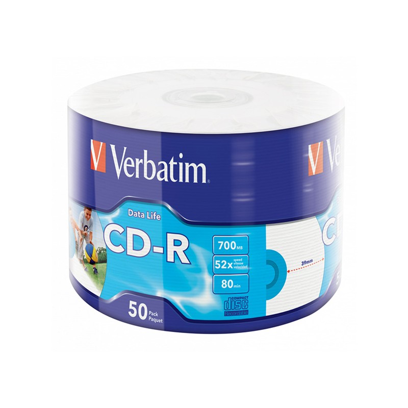 Verbatim CD-R, 43794, Inkjet Printable, 50-pack, 700MB, 50x, 80min., 12cm, wrap, pro archivaci dat