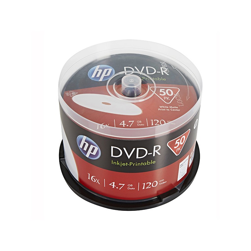HP DVD-R, Printable, DME00025WIP-3, 4.7GB, 16x, spindle, 50-pack, 12cm, pro archivaci dat