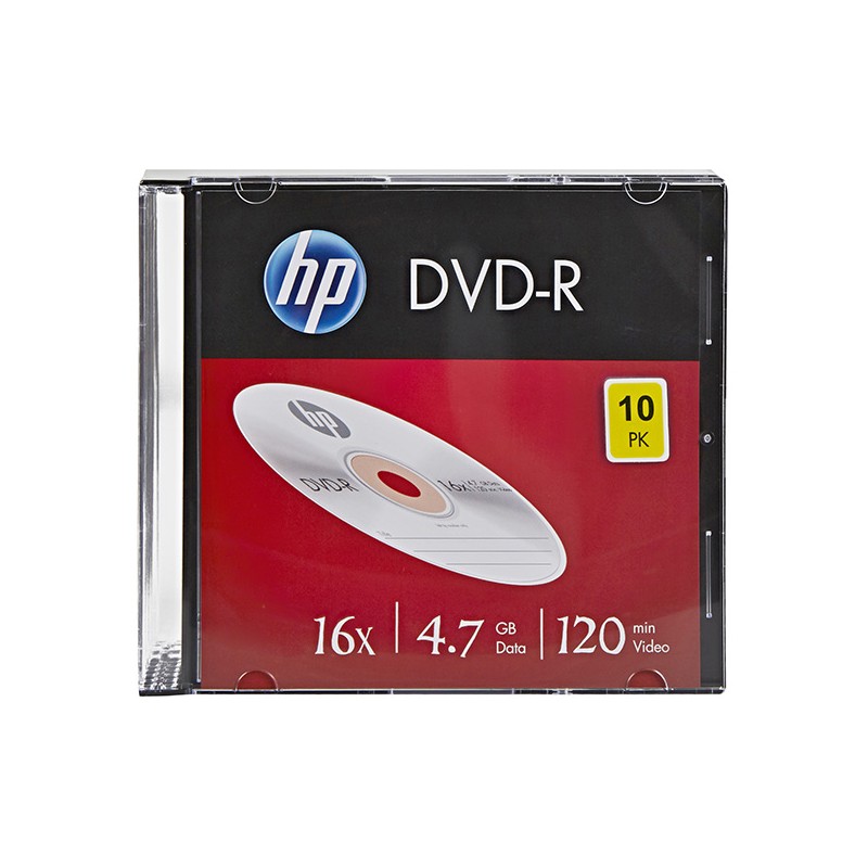 HP DVD-R, DME00085-3, 4.7GB, 16x, slim case, 10-pack, bez možnosti potisku, 12cm, 69314, pro archivaci dat