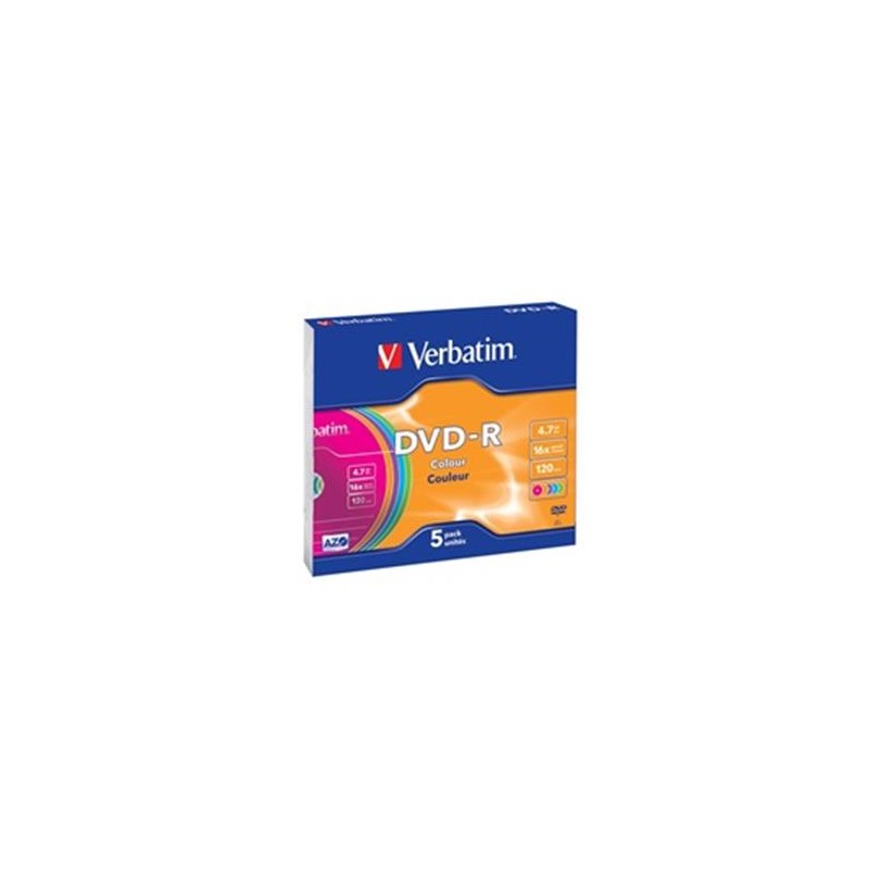 VERBATIM DVD-R(5-Pack)Slim/Colour/16x/4.7GB