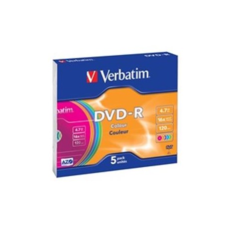 VERBATIM DVD-R(5-Pack)Slim/Colour/16x/4.7GB