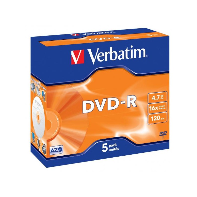 Verbatim DVD-R, DataLife PLUS, 43518, 4.7GB, 16x, jewel box, 1 KUS, Scratch Resistant, 12cm, General, Advanced Azo+, Matte