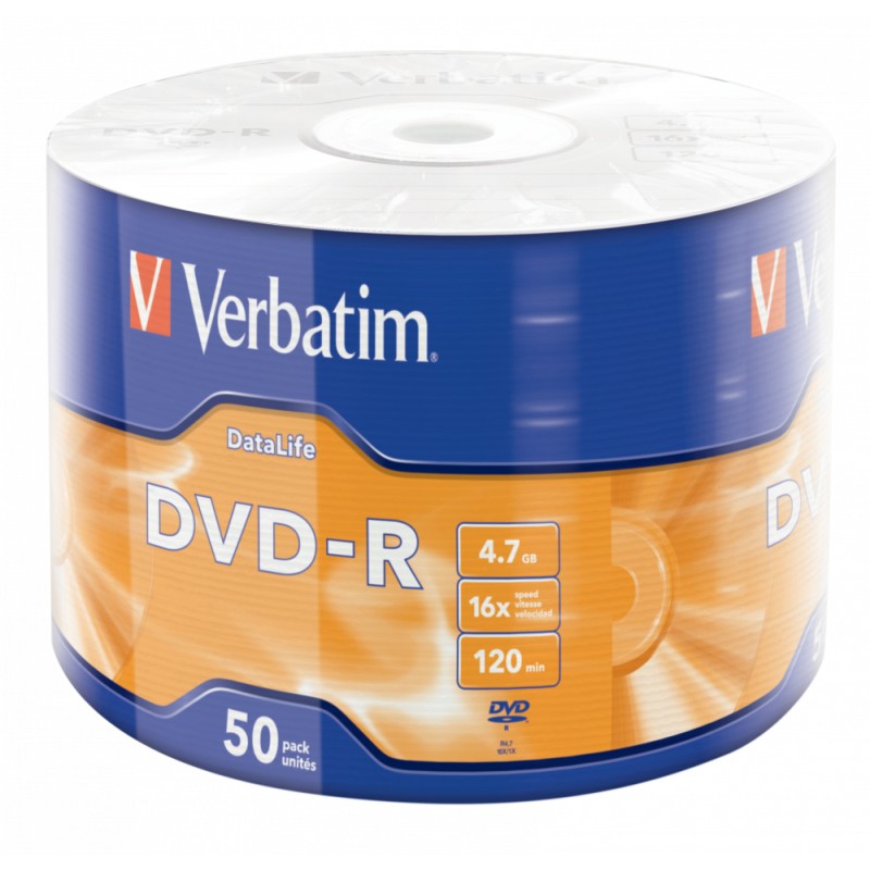Verbatim DVD-R, Matt Silver, 43791, 4.7GB, 16x, wrap, 50-pack, bez možnosti potisku, 12cm, pro archivaci dat