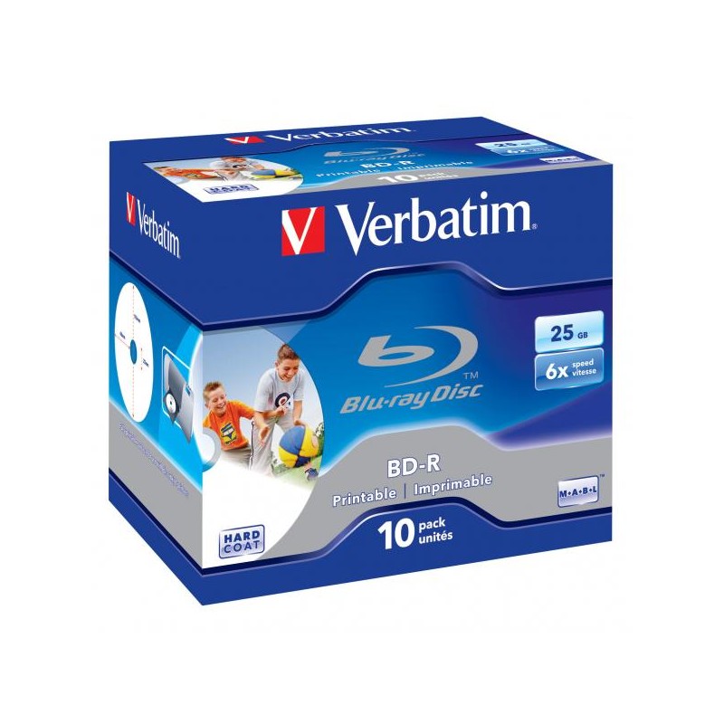 Verbatim BD-R, Single Layer Printable ScratchGuard Plus, 25GB, jewel box, 43713, 6x, 10-pack, pro archivaci dat
