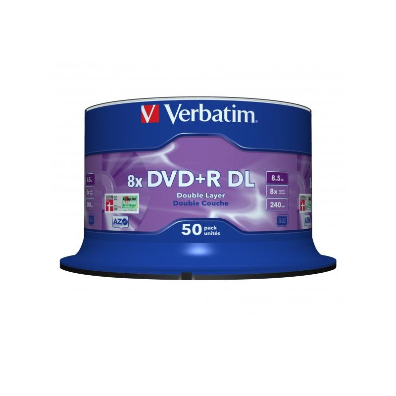 Verbatim DVD+R DL, Double Layer Matt Silver, 43758, 8.5GB, 8x, spindle, 50-pack, 12cm, pro archivaci dat