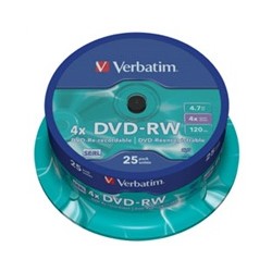 VERBATIM DVD-RW(25-pack)Spindle/4x/4.7GB
