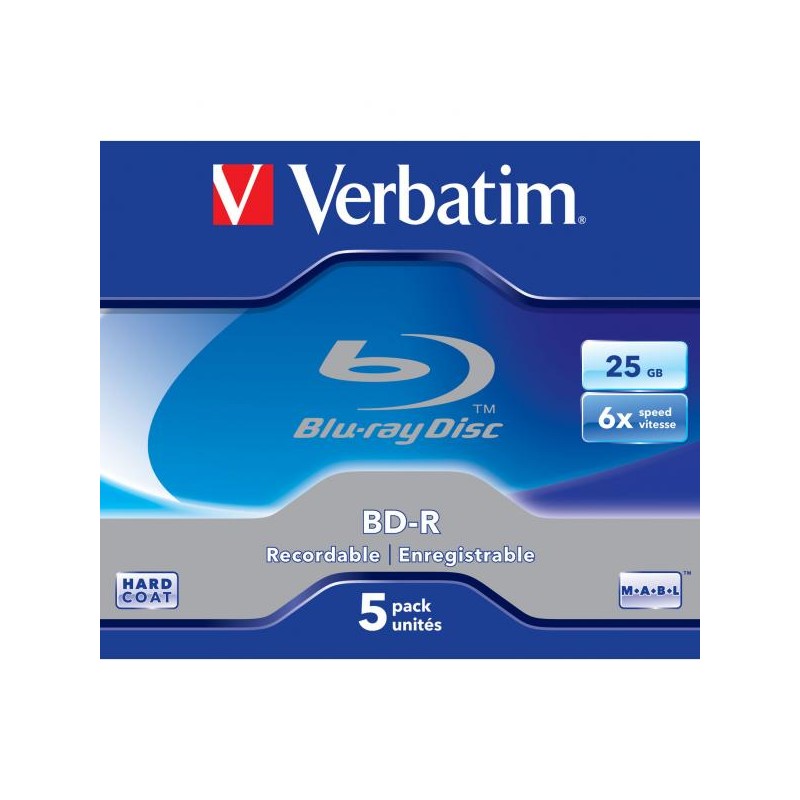 Verbatim BD-R, Single Layer 25GB, jewel box, 43715, 6x, 5-pack, pro archivaci dat