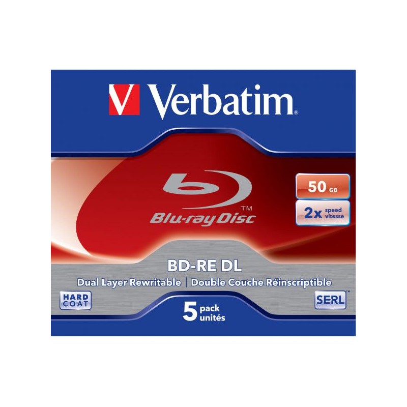 Verbatim BD-RE DL, jewel box, 43760, 2x, 5 ks, pro archivaci dat