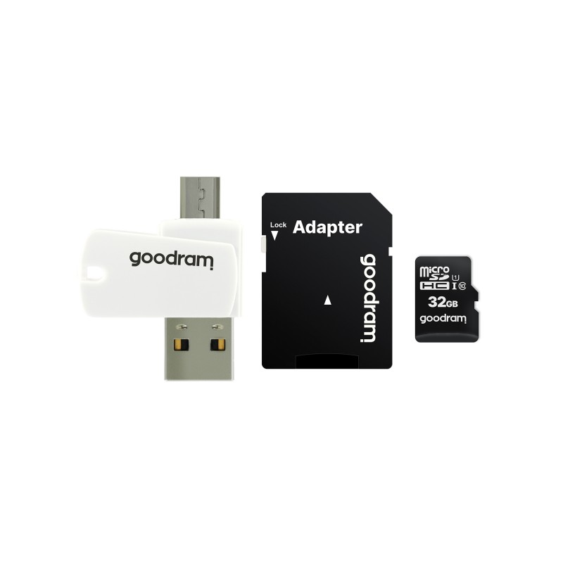 GOODRAM microSDHC karta 32GB M1A4 All-in-one (R:100/W:10 MB/s), UHS-I Class 10, U1 + Adapter + OTG card reader/čtečka
