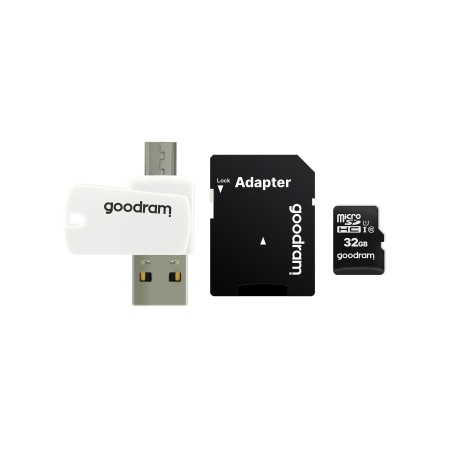 GOODRAM microSDHC karta 32GB M1A4 All-in-one (R:100/W:10 MB/s), UHS-I Class 10, U1 + Adapter + OTG card reader/čtečka