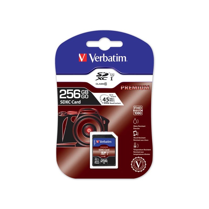 Verbatim paměťová karta Secure Digital Card Premium U1, 256GB, SDXC, 44026, UHS-I U1 (Class 10)