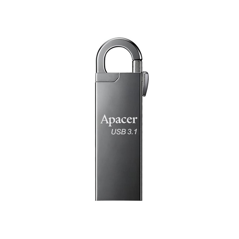 Apacer USB flash disk, USB 3.0, 16GB, AH15A, stříbrný, AP16GAH15AA-1, USB A, s karabinkou, DOPRODEJ