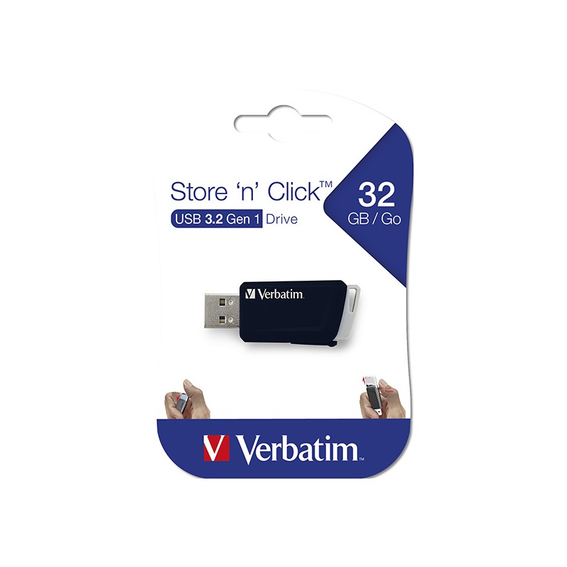 Verbatim USB flash disk, USB 3.0, 32GB, Store N Click, černý, 49307, USB A, s výsuvným konektorem