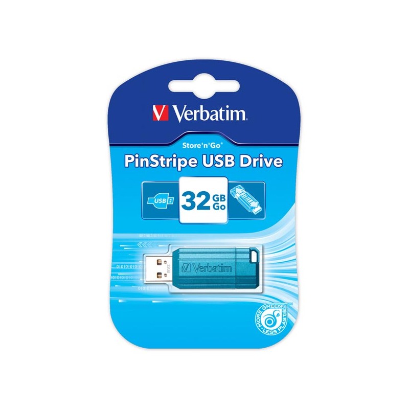 Verbatim USB flash disk, USB 2.0, 32GB, PinStripe, Store N Go, modrý, 49057, USB A, s výsuvným konektorem, DOPRODEJ