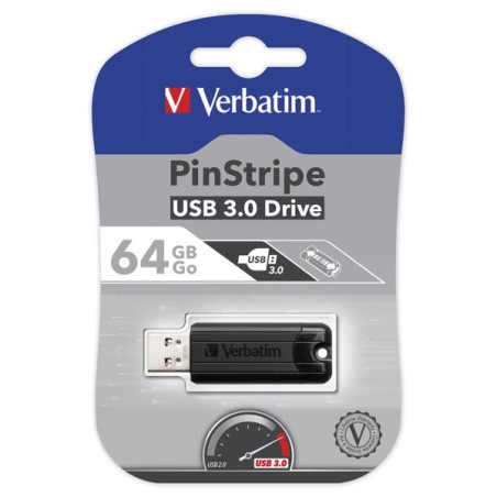 VERBATIM Flash Disk 64GB PinStripe USB 3.0, černá
