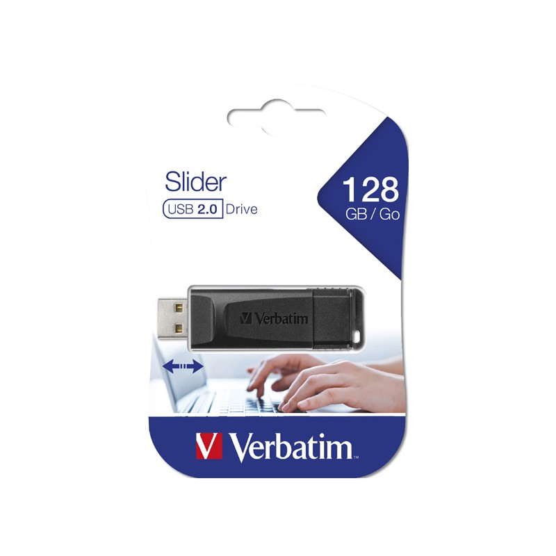 Verbatim USB flash disk, USB 2.0, 128GB, Slider, černý, 49328