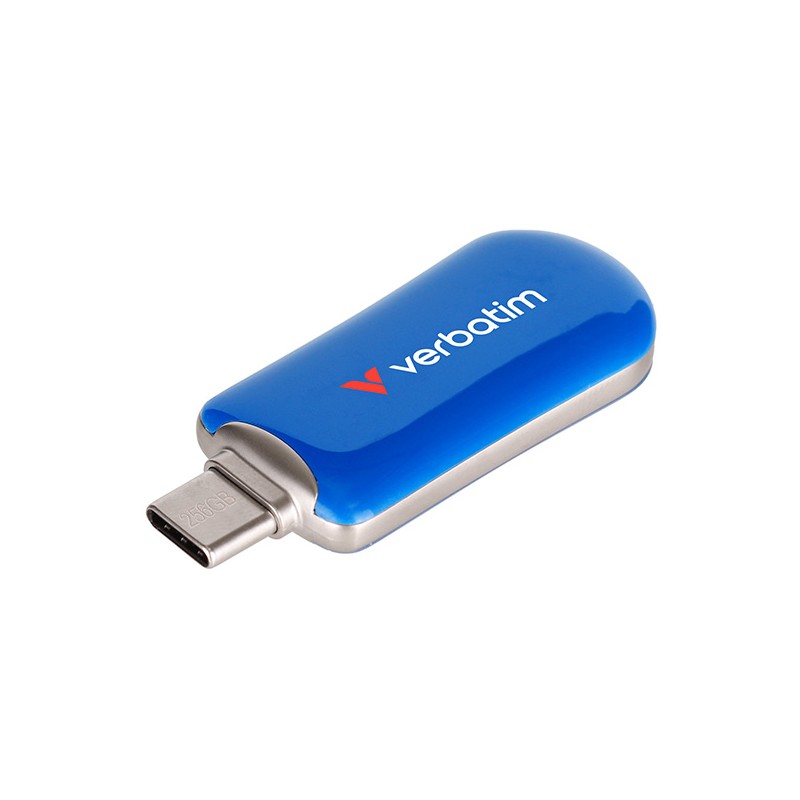 Verbatim USB flash disk, USB C, 256GB, Plectra, modrý, 30234, USB C