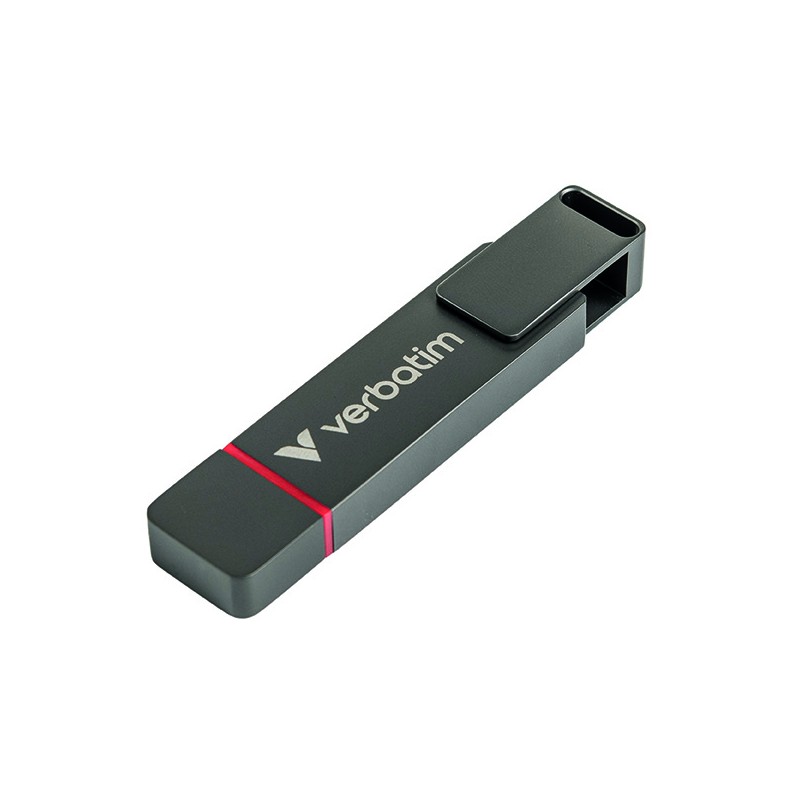Verbatim USB flash disk, USB C a USB 3.2 Gen 1, 512GB, Dual QuickStick, šedý, 32042, USB C, s poutkem
