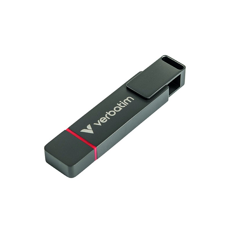 Verbatim USB flash disk, USB C a USB 3.2 Gen 1, 1000GB, Dual QuickStick, šedý, 32043, USB C, s poutkem, DOPRODEJ